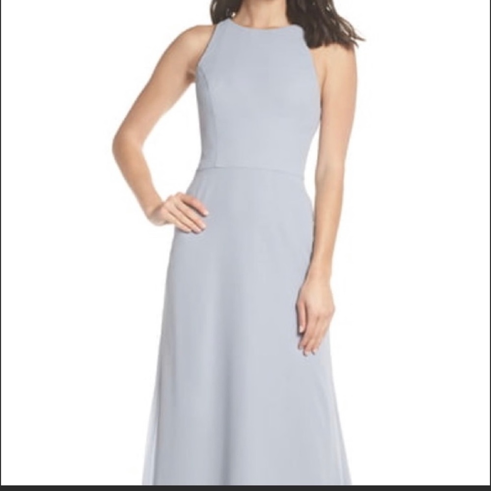 HAYLEY PAIGE Chiffon-Back Long Bridesmaid Dress 8